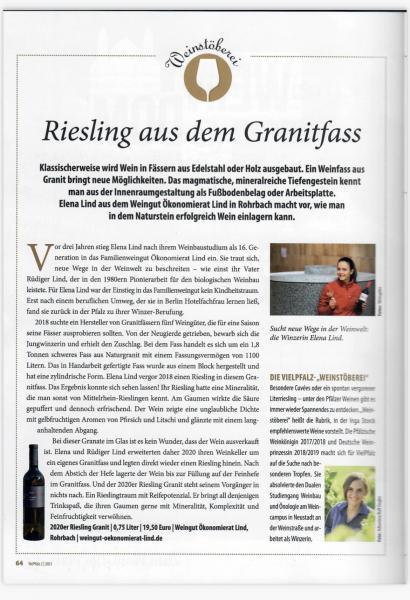 Riesling aus dem Granitfass, VielPfalz Magazin, Bioweingut Weingut Ökonomierat Lind
